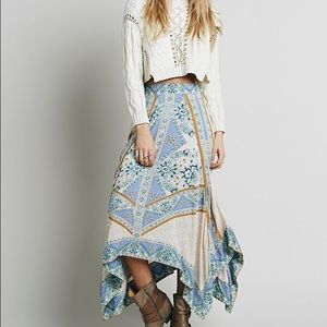 Free people traveler maxi skirt border boho print